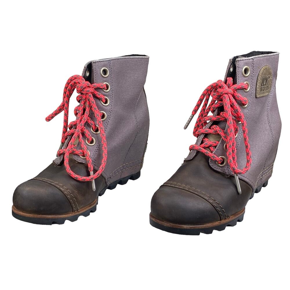 Sorel Ankle Boots with Red and Brown Accents - Picture 6 of 10